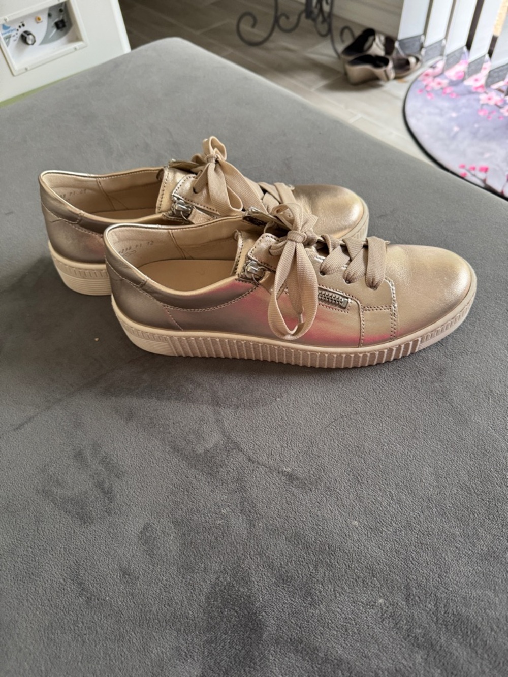 Gabor Women's Metallic Gold Lace-Up Sneakers - Picture 5 of 7